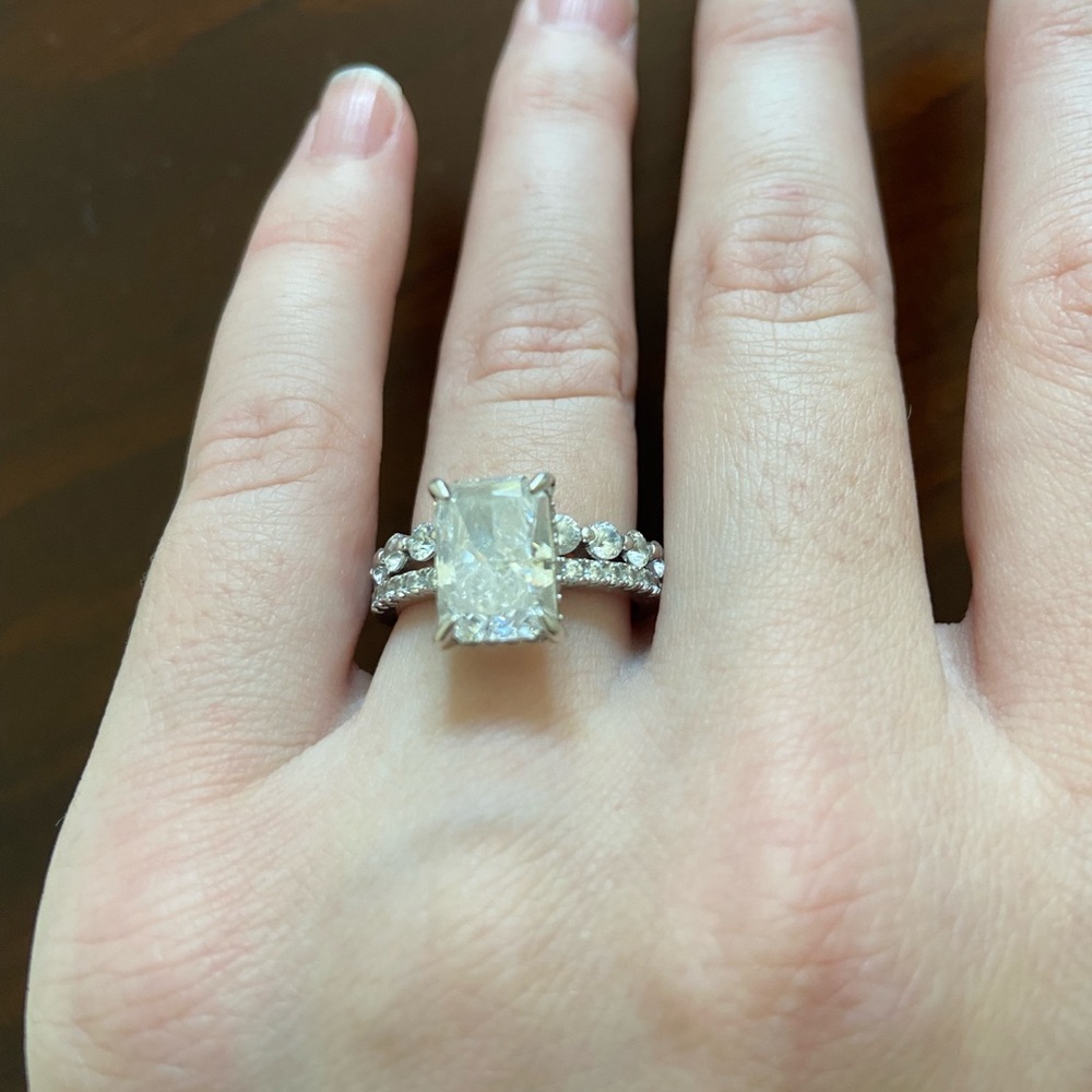 Maxine jewelry radiant cut simulated diamond wedding ring setting - size 7